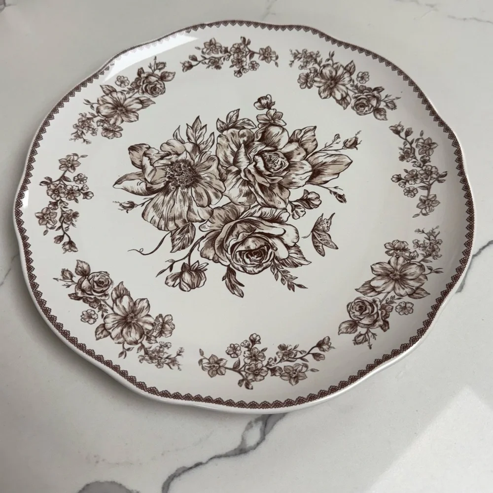 The Pioneer Woman  Agatha Brown Floral Dinnerware Set of 12 pieces